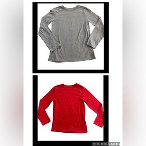 2- Cat & Jack long sleeve shirt. Red. Gray. Size M 8/10